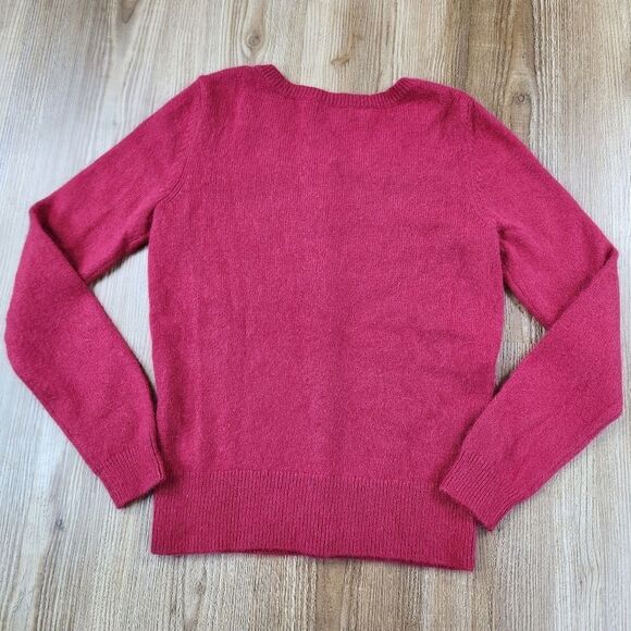 🔹️Apt 9 Burgundy Angora Blend Rhinestone Buttoned Cardigan Sweater Medium - Picture 2 of 9